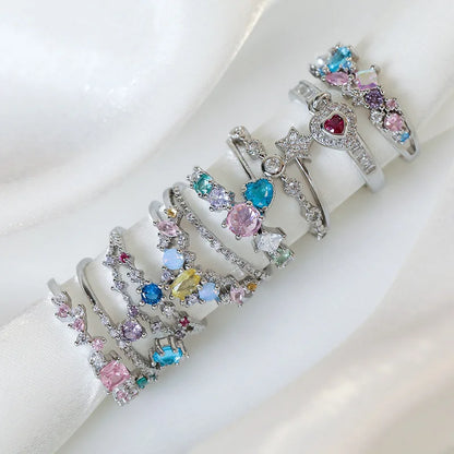 New Arrival Elegant and Luxurious Colored Zircon Inlaid Ring Fashion-forward Women Stylish Open Finger Ring with Colorful Zircon