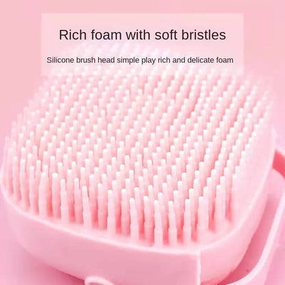 Pet Bath Brush Pet Massage Brush Shampoo Dispenser Soft Silicone Brush Rubber Bristle for Dogs and Cats Shower Grooming Tool