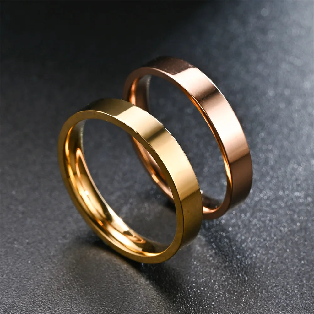 4mm Simplicity Flat Stainless Steel Rings Japanese Korean Fashion Glossy Titanium Steel Finger Rings for Youth Boy Girl Jewelry