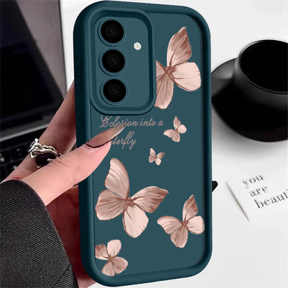 Gold Butterfly Soft TPU Case For Samsung Galaxy S21 S22 Ultra Plus