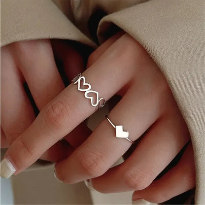 Bohemian Wave Flower Rings Set For Women Vintage Geometric Pearl Butterfly Metal Chain Knuckle Rings 2022 Trendy Jewelry Gift