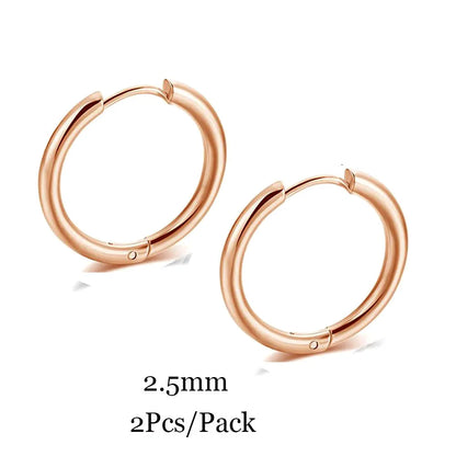 Minimalist Stainless Steel Huggie Hoop Earrings For Women Men Gold Color Tiny Round Circle Earring Punk Rock Statement Jewelry