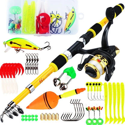 Sougayilang Spinning Fishing Rod and Reel Combo1.8M Telescopic Rod with 5.2:1 3BB Fishign Reel Max Drag 5kg Full Fishing Kit