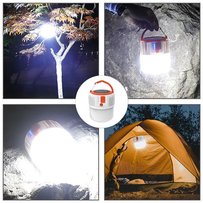 Solar Camping Light Portable Power Bank LED 6 Gears Rechargeable Remote Flashlight Outdoor BBQ Tents Hanging Emergency Lantern