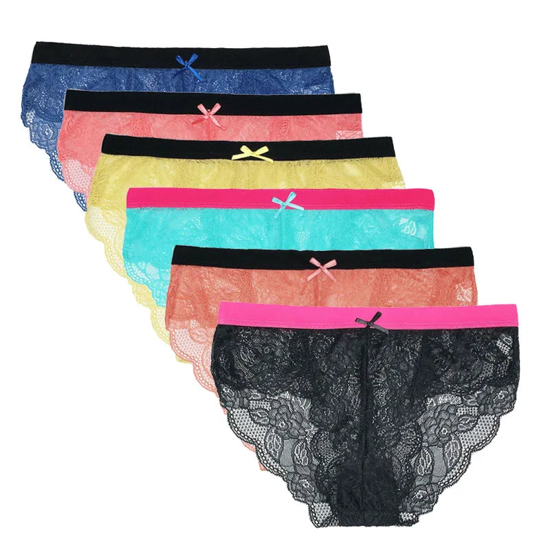 5 pezzi/set slip in rete M-2XL mutandine in pizzo biancheria intima sexy trasparente mutandine a vita bassa ragazze intimo lingerie