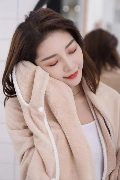 Women's Bathrobe Coral Velvet Bath Skirt Soft Absorbent Thickened with Edging Adult Women Chest Wrapped Wearable Bath Towel