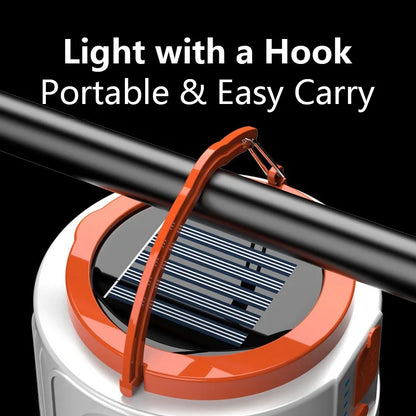 Solar Camping Light Portable Power Bank LED 6 Gears Rechargeable Remote Flashlight Outdoor BBQ Tents Hanging Emergency Lantern