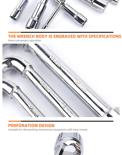 Socket wrench L type 7 type pipe type double head elbow perforated hexagon socket pipe wrench set