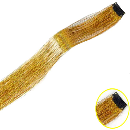 Shiny Sparkle Hair Synthetic Hair Glitter Hair Extension Woman Clip in hair Hairpieces