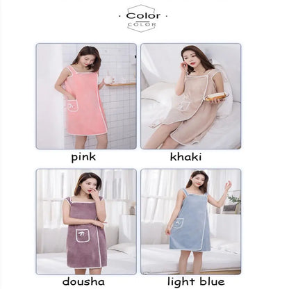 Women's Bathrobe Coral Velvet Bath Skirt Soft Absorbent Thickened with Edging Adult Women Chest Wrapped Wearable Bath Towel