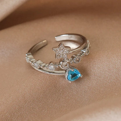 New Arrival Elegant and Luxurious Colored Zircon Inlaid Ring Fashion-forward Women Stylish Open Finger Ring with Colorful Zircon