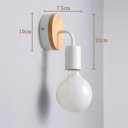 E27 Wood Iron Wall Lamp for Bedroom Bedside Nordic Wall Sconce Background Wall Aisle Lights Wooden  Reading Luminaire
