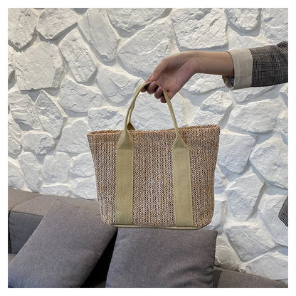 Summer Trend Straw Bags New Popular Hit Color Handbags for Women 2023 Designer Luxury Zipper Color Matching Tote Bag