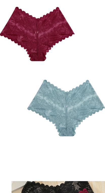 3PCS Sexy Floral Lace Panties Women Briefs Low Waist Soft Lingerie Comfortable Female Underwear Girls Intimates Panties S-XL