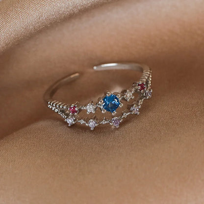 New Arrival Elegant and Luxurious Colored Zircon Inlaid Ring Fashion-forward Women Stylish Open Finger Ring with Colorful Zircon
