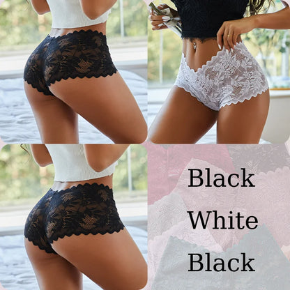 3PCS Sexy Floral Lace Panties Women Briefs Low Waist Soft Lingerie Comfortable Female Underwear Girls Intimates Panties S-XL