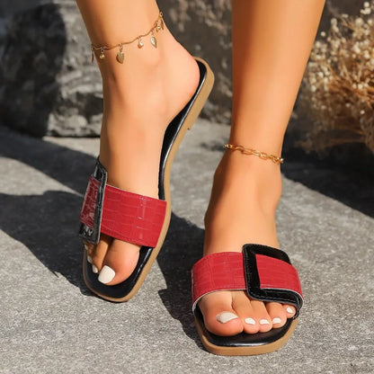 2025 Summer New Fashion Women's Slippers Open Toed Flat Beach Shoes for Women Luxury Outside Non-slip Rubber Slippers