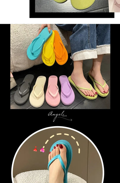 Beach Sandals Summer Flip Flops for Women Slippers Cute Candy Color Indoor Flat Shoes Men Beach Slippers Non-slip Soft Sole