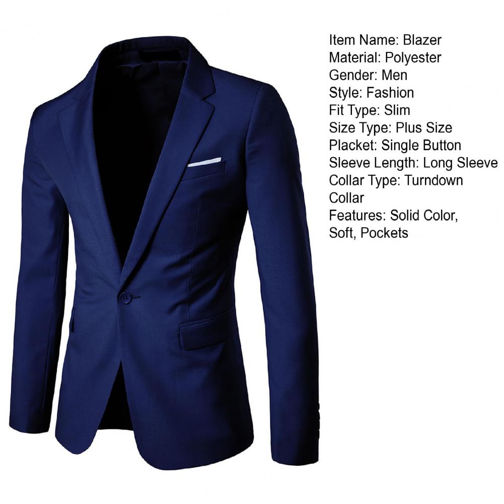 Men Blazer High Quality Business Slim Fit Single Buttons Suits Jacket Men Slim Fit Casual Wedding Groom Blazer Coats Suit Coat