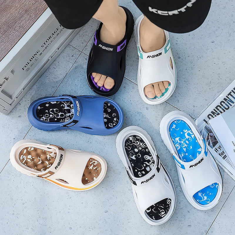 Summer Men's Massage Slippers Indoor Outdoor Sandals Beach Comfortable Soft Slides Clogs Casual Shoes Home Men Outdoor Sandals