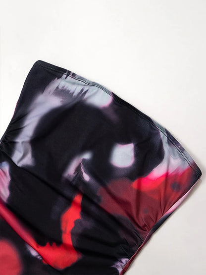 Red Print Sexy Dresses Summer Women's New Off Shoulder Sleeveless Fashion Streetwear Mini Dresses Female Bodycon Elegant Dresses