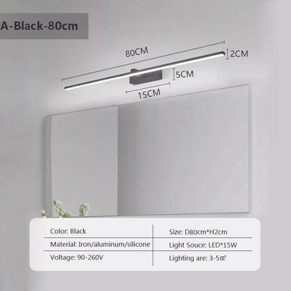 LED Wall Lamp 40/80/100cm Modern Mirror Decor Lighting Long Strip Light For Bathroom Washroom Kitchen Indoor Luminaire Lustre