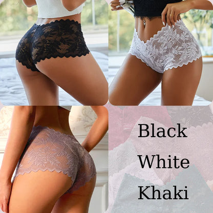 3PCS Sexy Floral Lace Panties Women Briefs Low Waist Soft Lingerie Comfortable Female Underwear Girls Intimates Panties S-XL