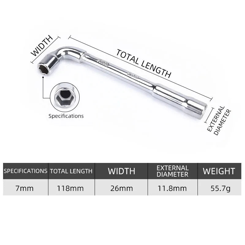 Socket wrench L type 7 type pipe type double head elbow perforated hexagon socket pipe wrench set