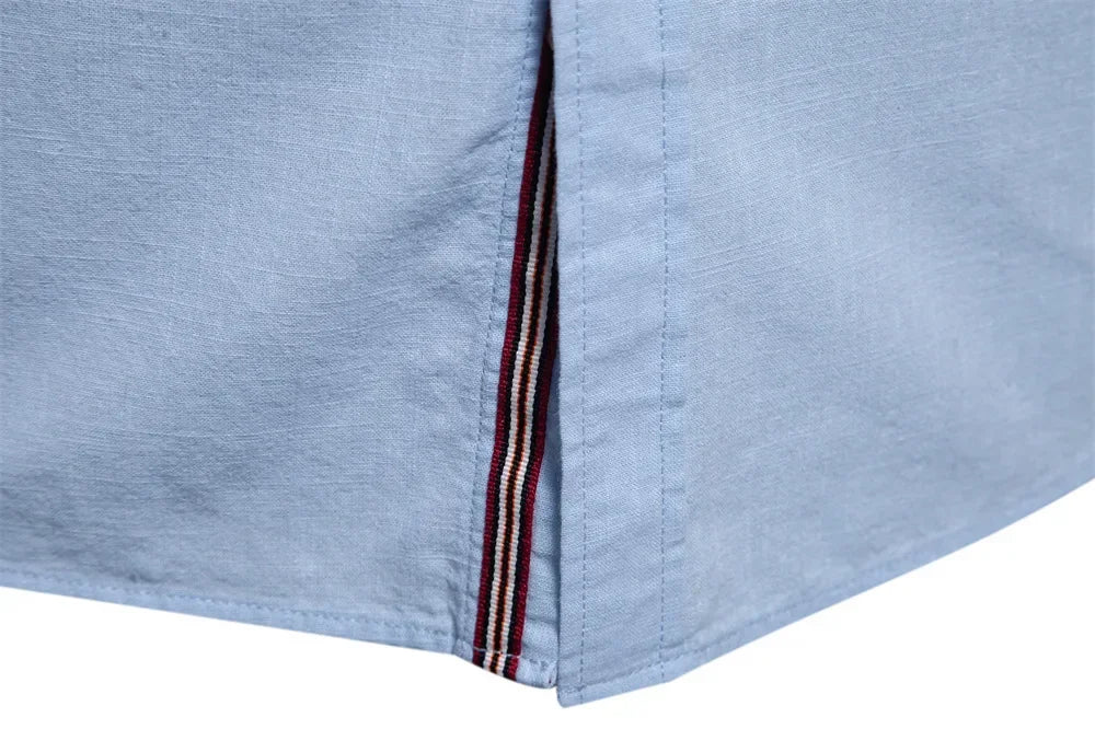 Spring and Summer New Fashion Business Shirt Men's Cotton and Linen Casual Day Fashion Solid Color Long-sleeved Shirt