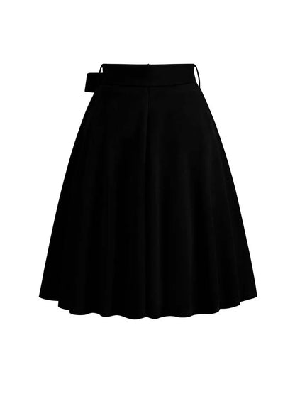 Women Summer Midi Long Skirt Solid Elegant Faldas High Waist A Line 50s Swing Skirts