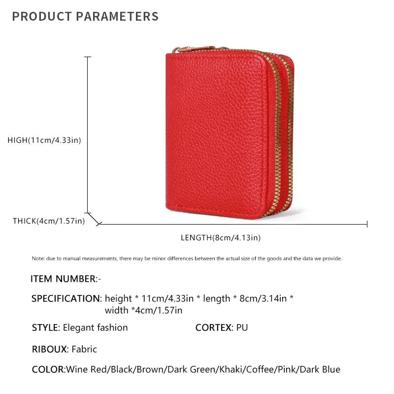 Women's Short Wallet with Transparent Closure. Litchi Pattern. Monaiea Multi Card Slot Wallet, Large Capacity, Fashionable
