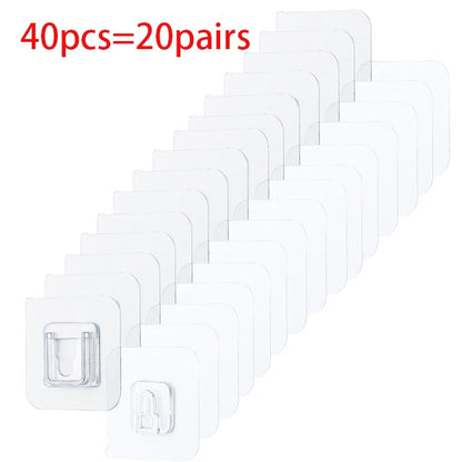 Double-Sided Adhesive Wall Hooks Hanger Strong Transparent Suction Cup Sucker Hooks Kitchen Bathroom Storage Plug Socket Holders