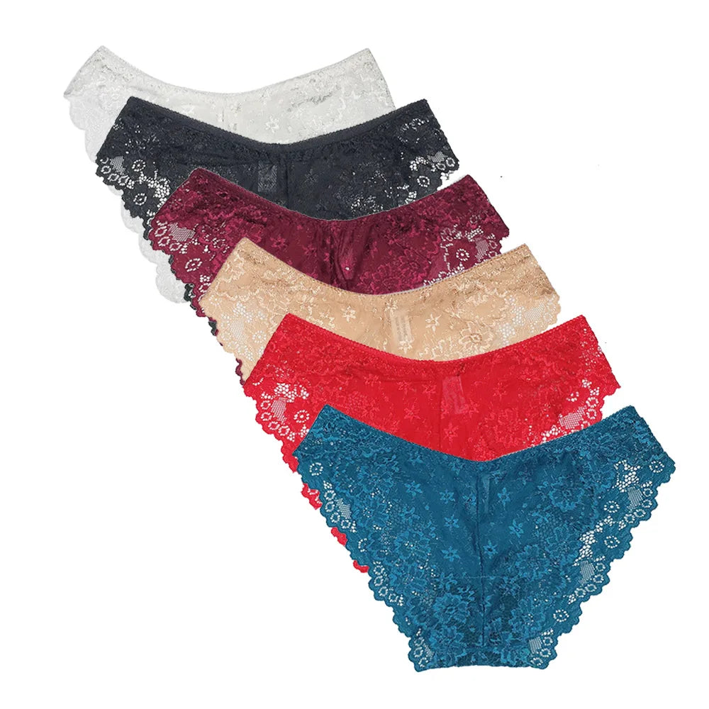 5 pezzi/set slip in rete M-2XL mutandine in pizzo biancheria intima sexy trasparente mutandine a vita bassa ragazze intimo lingerie