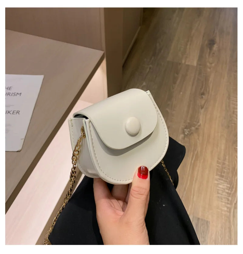 New Mini Shoulder Bag for Women Fashion Solid Color Chain Crossbody Bag Small Earphone Lipstick Storage Bag Handbags