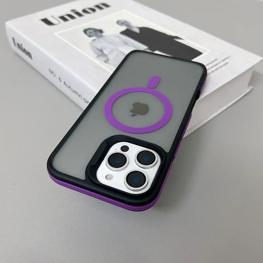 Luxury Magnetic Color Matte Translucent Armor Shockproof Case For iPhone 11 12 ProMax Magsafe Wireless Charge Cover