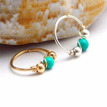 3Pcs/Set Retro Round Beads Nose Ring Earrings Nostril Hoop Body Piercing Jewelry 6mm/8mm/10mm