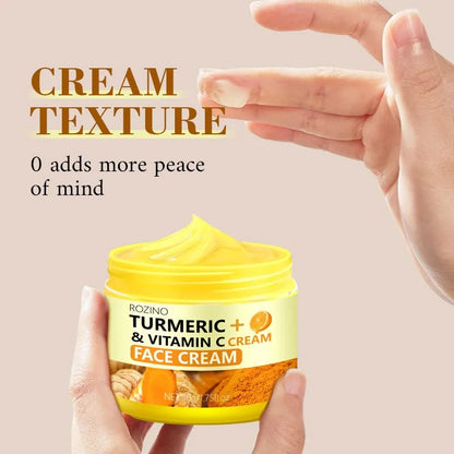 Crema alla curcuma e vitamina C idratante, leviga le rughe, collagene, acido ialuronico, rende la pelle più giovane, crema per la cura della pelle, cosmetici