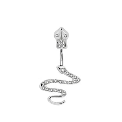 Snake Belly Button Ring Dangle Navel Piercing Ring Heart Belly Ring Zircon Navel Rings Body Piercing Jewelry Umbilical Pircing