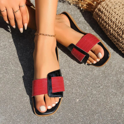 2025 Summer New Fashion Women's Slippers Open Toed Flat Beach Shoes for Women Luxury Outside Non-slip Rubber Slippers