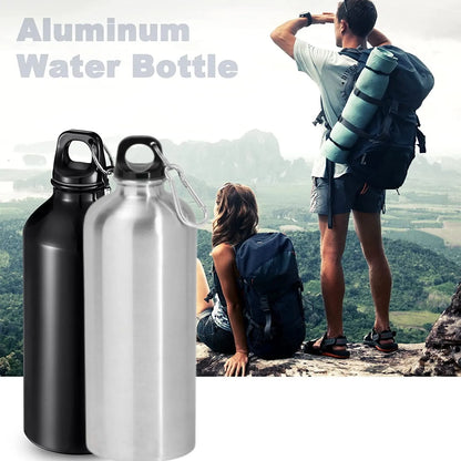 Botella de agua de aluminio, para exteriores, para hacer ejercicio, para deportes, con tapa, fácil de transportar.