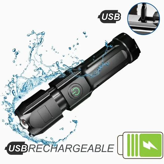 High Strong Flash Light Portable Rechargeable Spotlights High Power LED Flashlight Camping Ultra Powerful Flashlight Lamp Work
