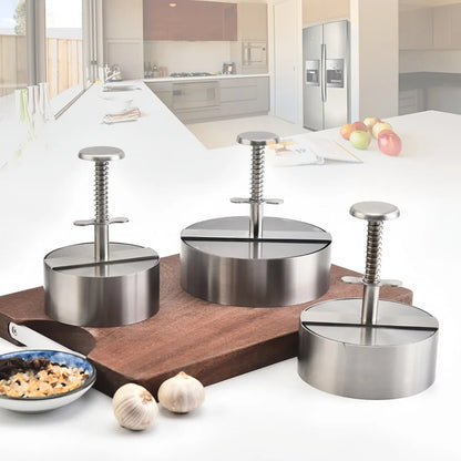Hamburger Patty Maker Press 304 Stainless Steel Non-Stick Round Manual Rice Ball Mold Thickness Adjusted Kitchen Beef BBQ Tools