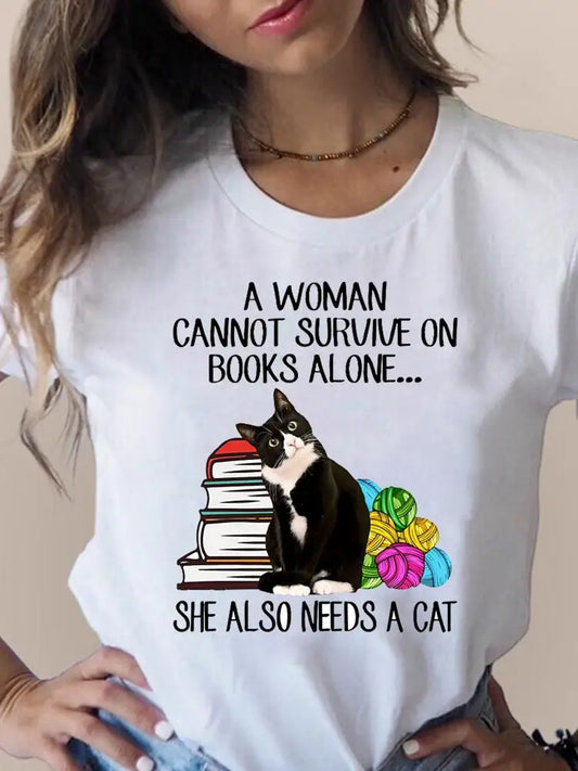 Print T Fashion 3D Cat Lovely Trend Cute Women's Clothing Short Sleeve Clothes Summer T-shirts Ladies Female Graphic Tee