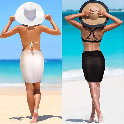 2024 Women's Sarong Coverups Sexy Short Bathing Suit Chiffon Wrap Skirt Beach Swimsuit Cover Ups with Tassels Swimwear