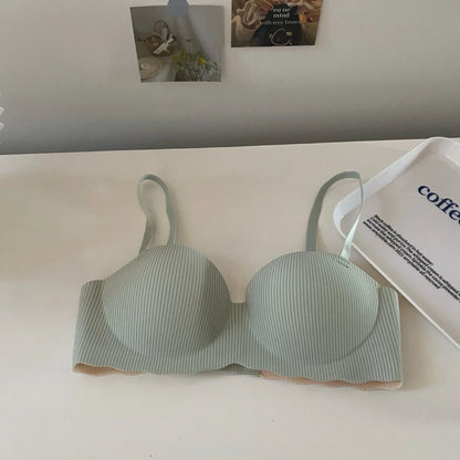 Fashion Seamless Half Cup Cloud Nude Underwear Women  Small Breast Gathering Support Anti-Sagging Soft Wireless Bra