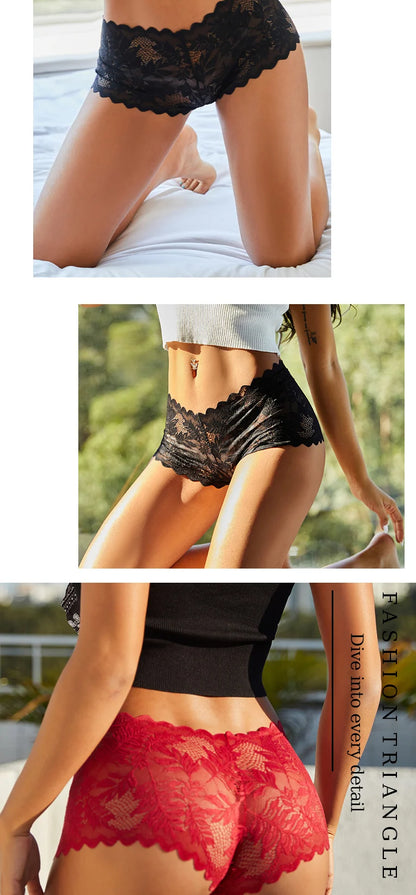 3PCS Sexy Floral Lace Panties Women Briefs Low Waist Soft Lingerie Comfortable Female Underwear Girls Intimates Panties S-XL