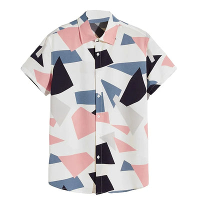 Retro Hawaiian Flower Shirt For Men Summer 3d Print Plants Leaves Short Sleeves Button Down Shirts Beach Tops Blouse Clothes