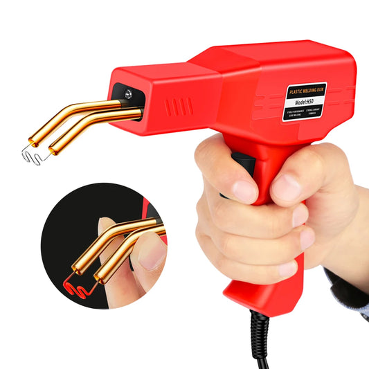 Saldatrice per plastica rossa da 50 W, pistola sparachiodi a caldo con 200/400/800 chiodi, kit di riparazione paraurti auto, strumento per crepe, chiodatrice per garage, macchina per saldatura in PVC