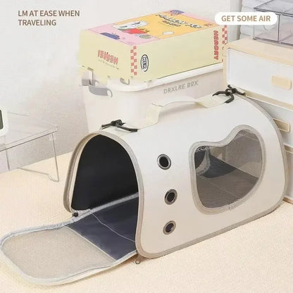 Portable Pet Carrier Bag Foldable Breathable Mesh Travel Bag for Small Cats Dogs Soft-Sided Handheld Outing Travel Pet Backpack
