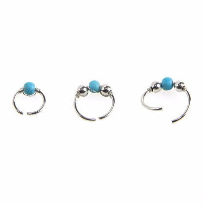 3Pcs/Set Retro Round Beads Nose Ring Earrings Nostril Hoop Body Piercing Jewelry 6mm/8mm/10mm